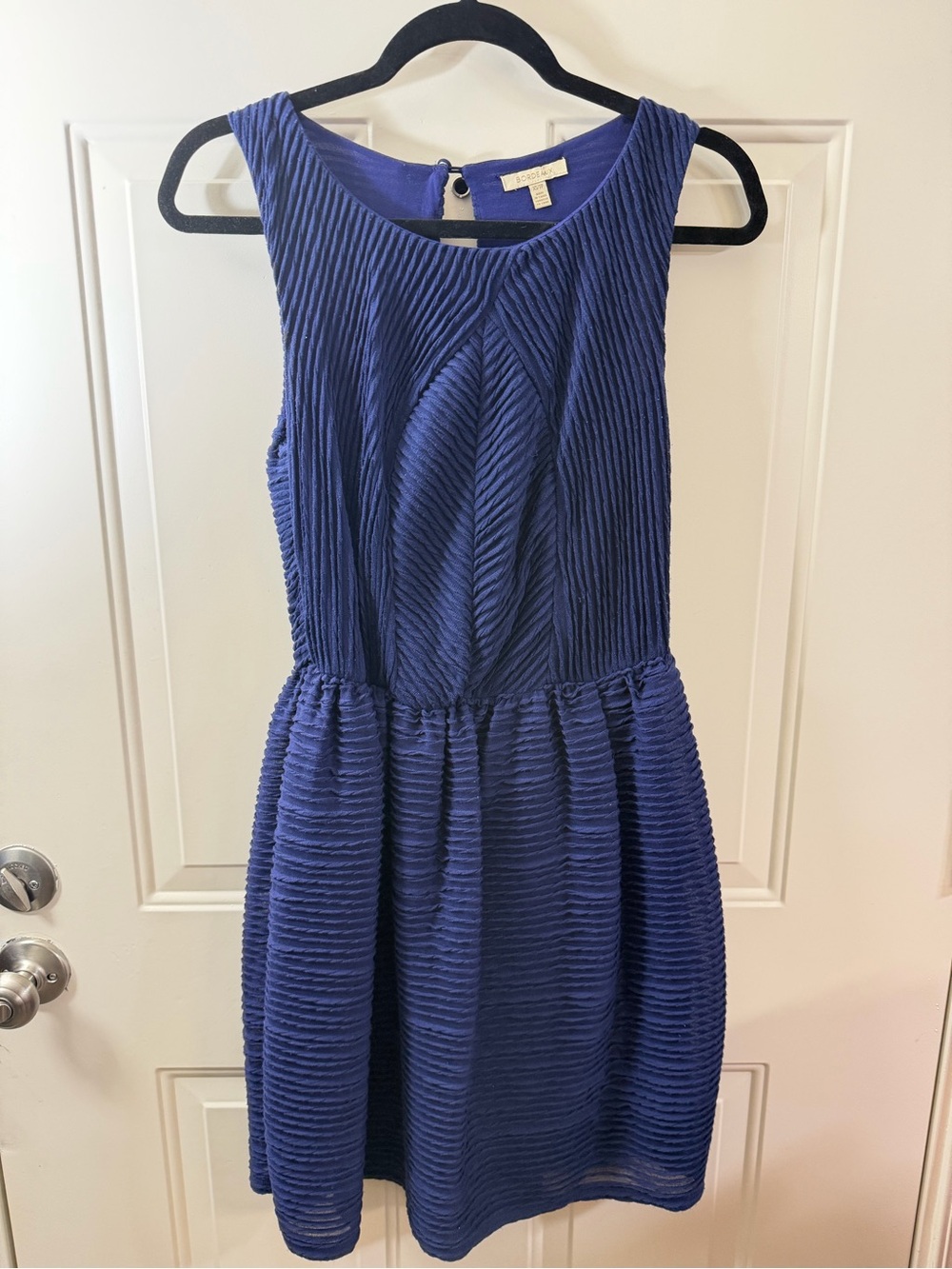 Bordeaux Dress Women’s XS Blue Textured Fit Flare Party Cocktail 0259